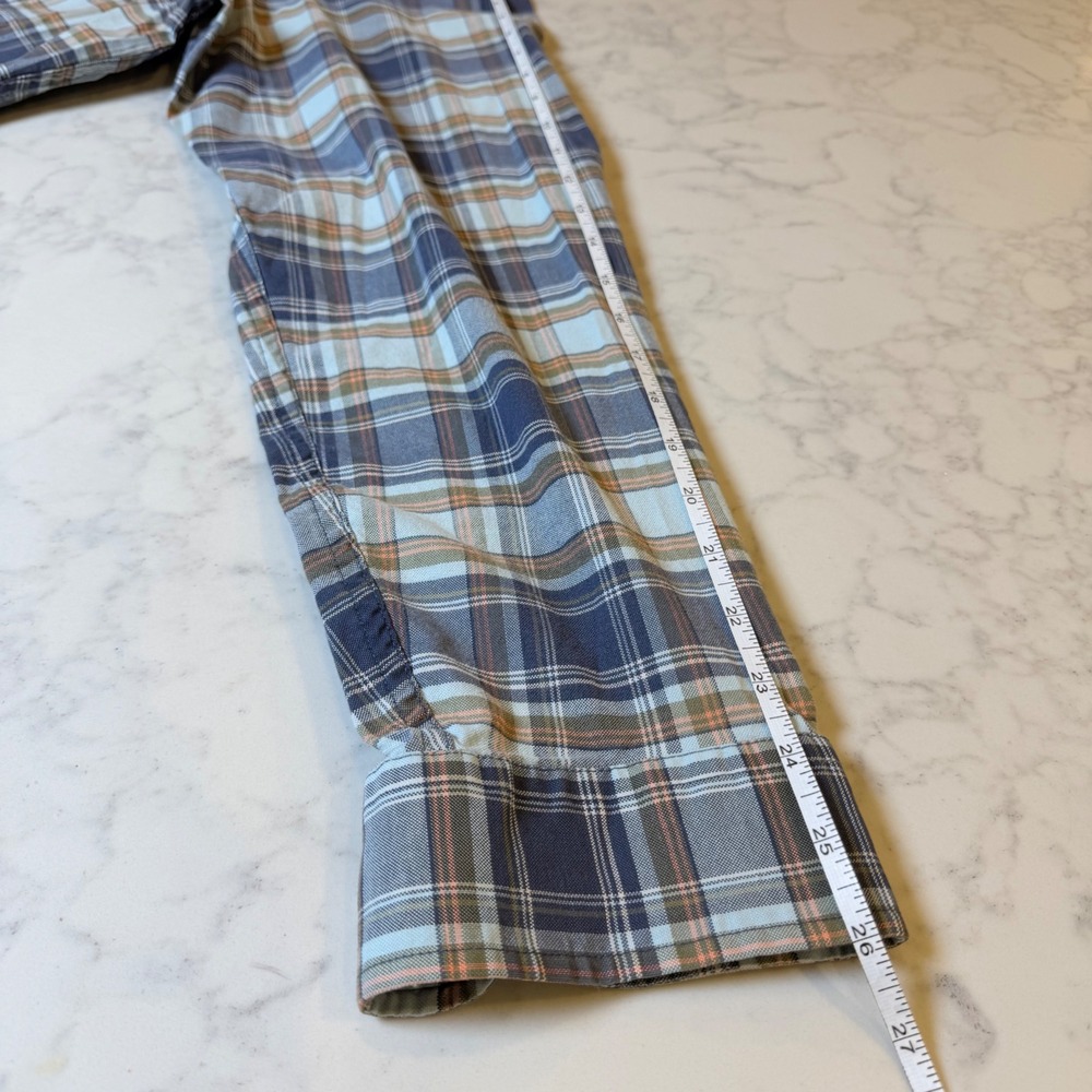L.L. Bean Comfort Stretch Oxford Shirt XXL Tall Blue Plaid Slightly Fitted - Picture 7 of 8